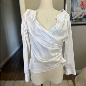 White House Black Market Classic White Off the Shoulder Blouse Top